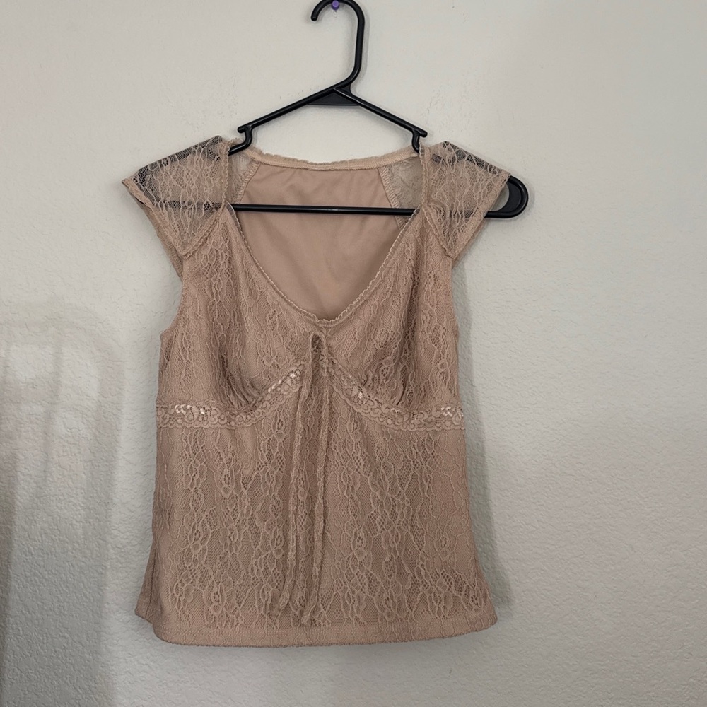Blush lace fairy top coquette lace blouse